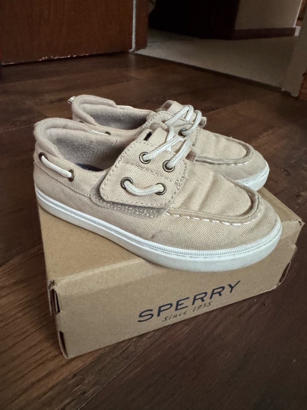 Sperry Kids Tan Canvas Boat Shoes